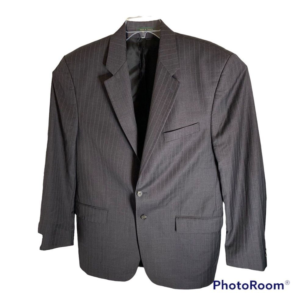 Ralph Lauren Suit Coat Jacket Dark Gray with light‎ gray pinstripe 46.